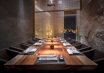 Guests have a choice of seating in the private dining room. 